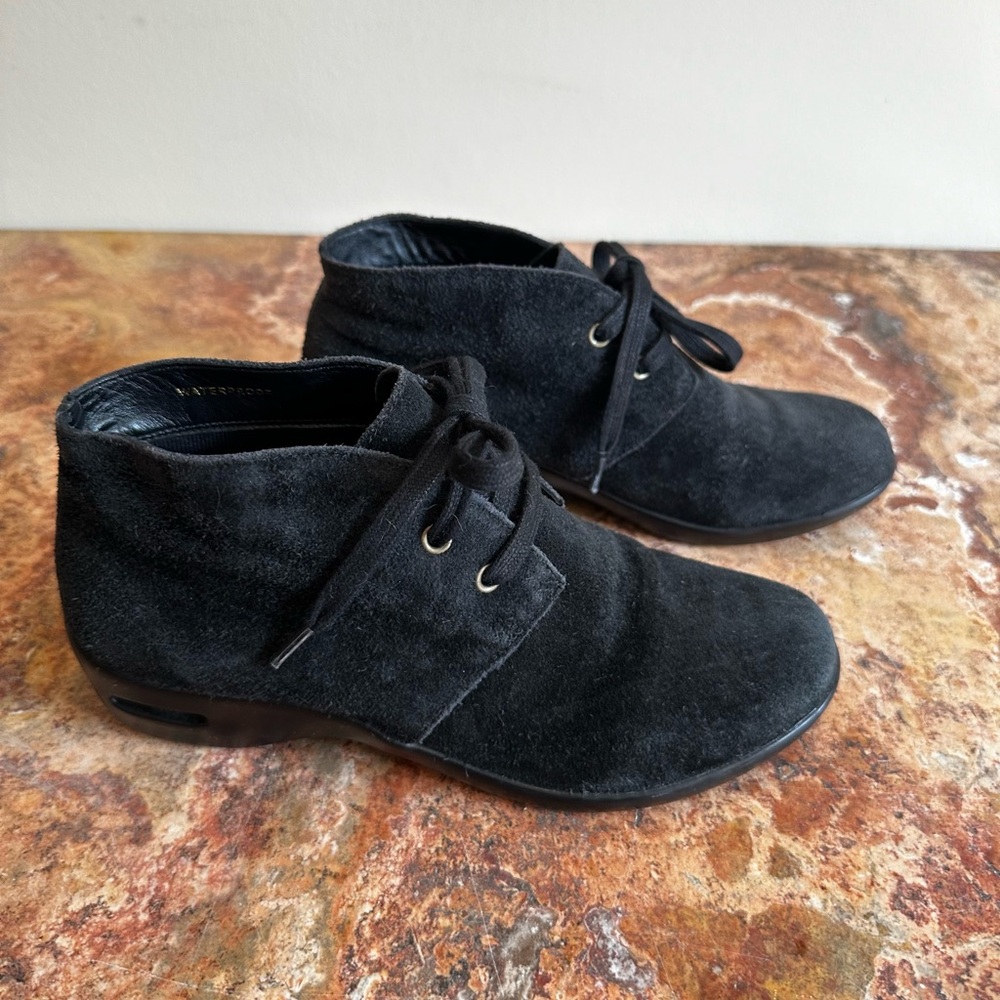 Cole Haan Black Suede Lace Up Booties + Nike Air Technology